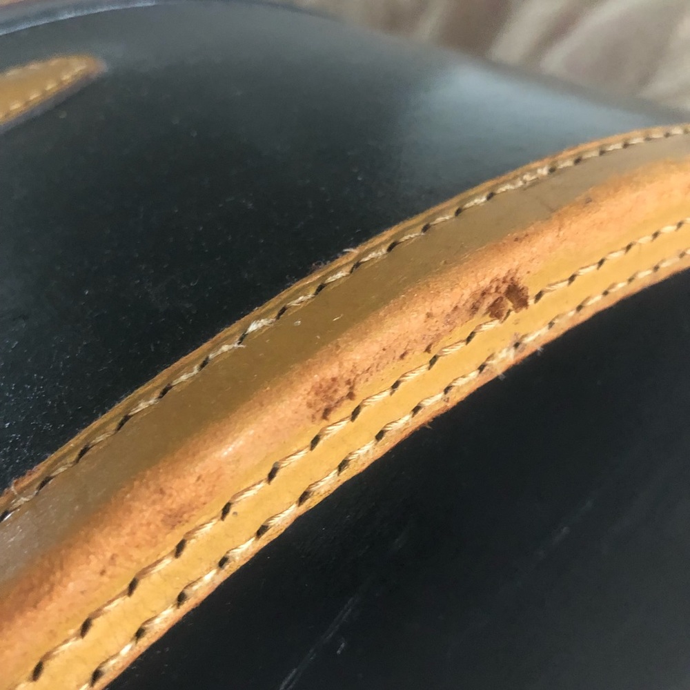 Large Antique Navy/Tan Leather Travel Hat Box ca 1919 - Picture 8 of 17